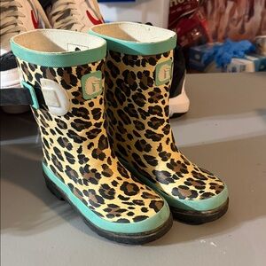 G Kids Leopard Print Rain Boots